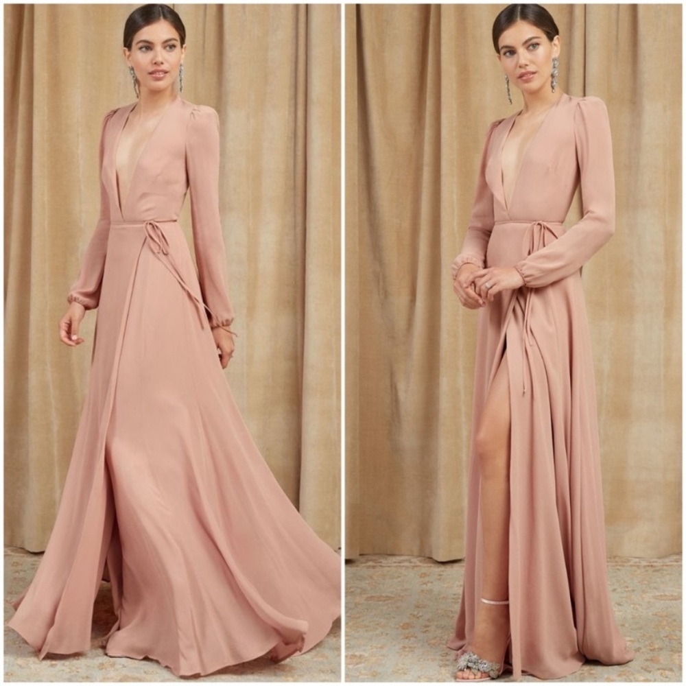 NWT Reformation Milan Wrap Long Dress Blush